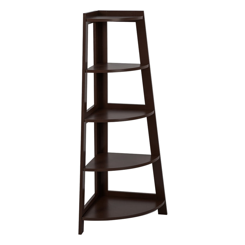 GAOMON 5-layer Fan-shaped Corner Shelf Household Organizer for Living Room Brown