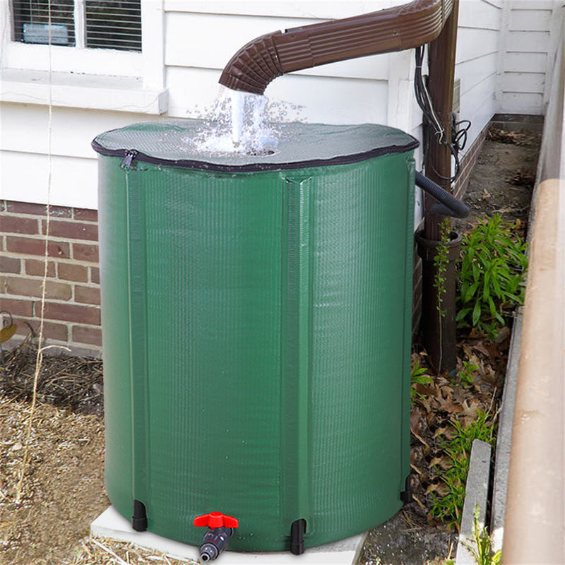 GAOMON 500d 50 Gallon Folding Rain Barrel Foldable Rain Bucket Green