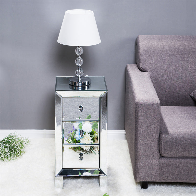 GAOMON Modern Mirrored Night Stands with 3 Drawers Bedside Table End Table