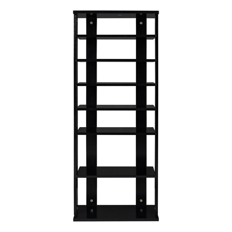 GAOMON 7-layer Wooden Shoe Rack Storage Mount Household Furniture Room Organizer Black