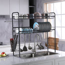 GAOMON Single Layer Bowl Rack Shelf Dish Drainer 90cm Inner Length Kitchen Organizer Black
