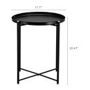 GAOMON Round Table Living Room Sofa Bed Side Table Black