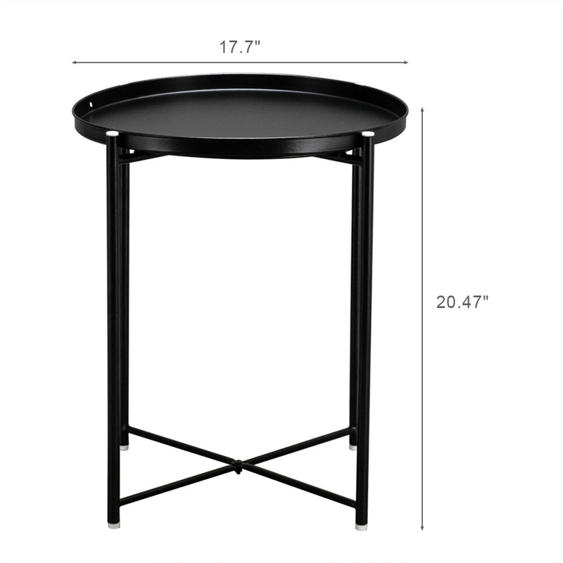GAOMON Round Table Living Room Sofa Bed Side Table Black