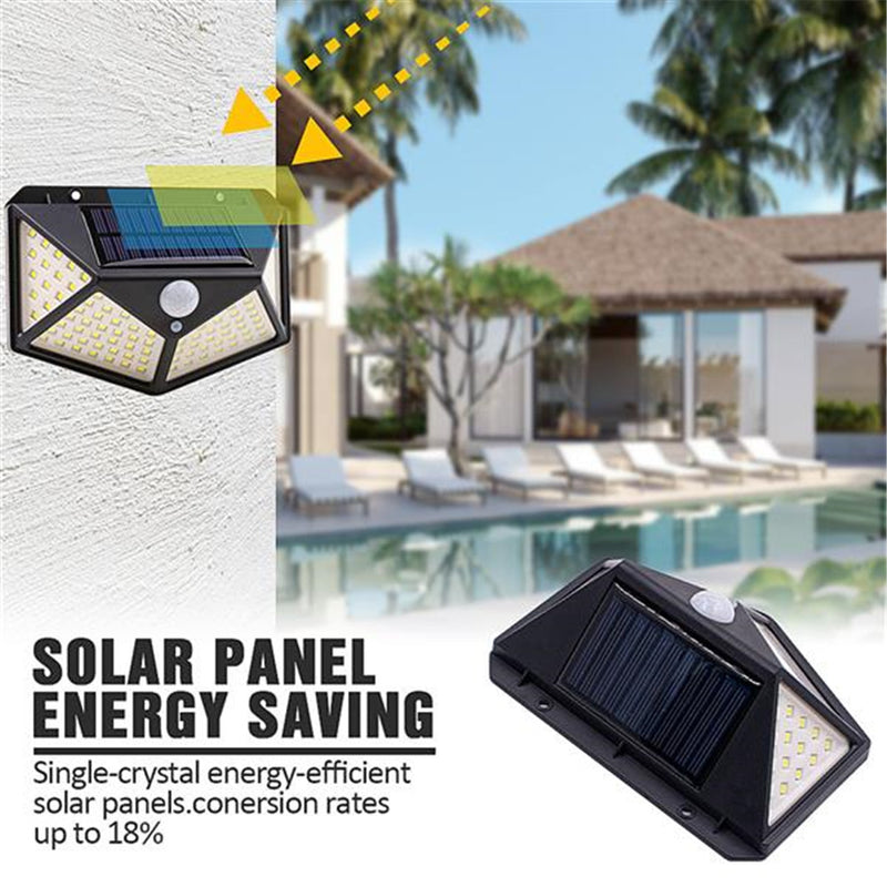 GAOMON 100led Solar Wall Lights Waterproof Motion Sensor Light Black