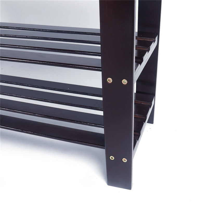GAOMON 3 Tiers Bamboo Stool Shoe Rack Household Shoe Organizer 90cm Brown