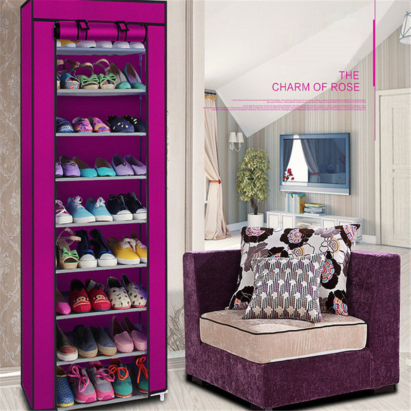 GAOMON 10-layer Shoe Rack Room-Saving Shoe Cabinet Rose Red
