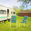 GAOMON 2pcs Beach Chair Steel Tube Bearing 120kg Folding Beach Chair Dark Green Stripes