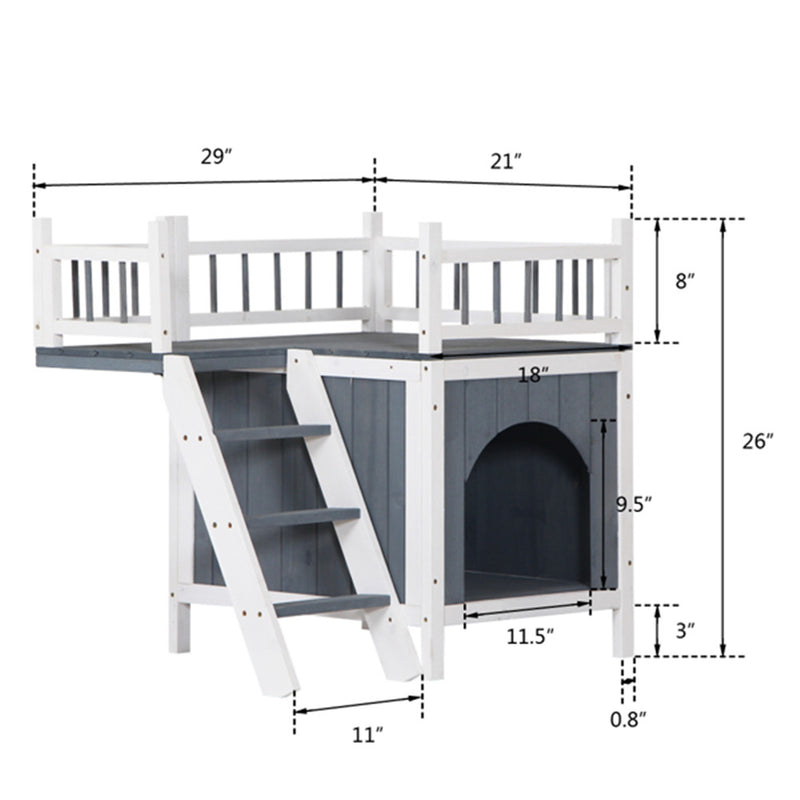 GAOMON 730*530*660cm Pet House Cat Dog Kennel With Open Door Top Fence