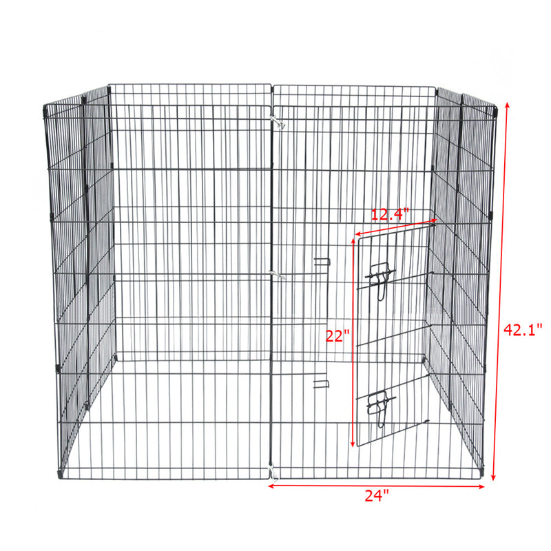 GAOMON 42" Basics Play Area Foldable Metal Pet Wire Fence 8 Pieces with Open Doors Black