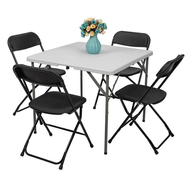 GAOMON 5pcs Folding Chair Plastic Portable Stackable Patio Stool White