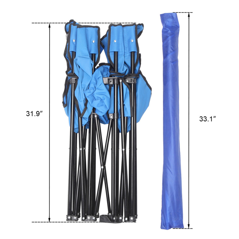 GAOMON Double Folding Picnic Camping Chairs with Umbrella Blue