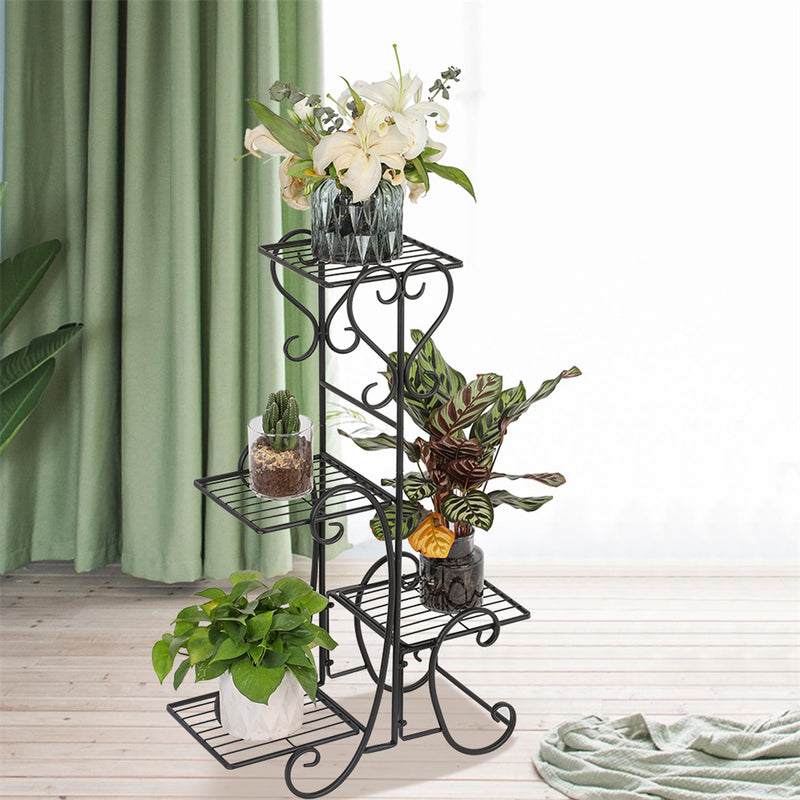 GAOMON 32.3 inches Plant Stand 4 Potted Metal Shelves Corner Plant Shelf - Round