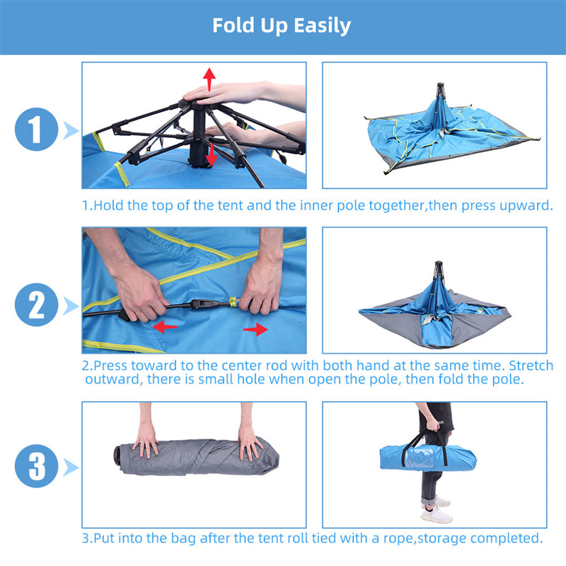 GAOMON Camping Tent 4-side Double-layer Double-door Hydraulic Easy Setup Tent Blue