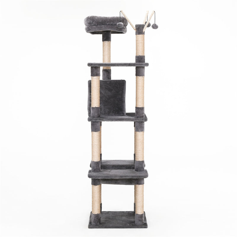 GAOMON Cat Tree Toy Plush Indoor Multistory Cat Tree Toys Cat Climbing Frame Toy Grey