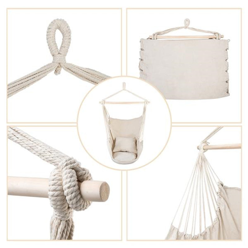 GAOMON Hammock Chair Durable Hanging Chair with Two Pillows Beige