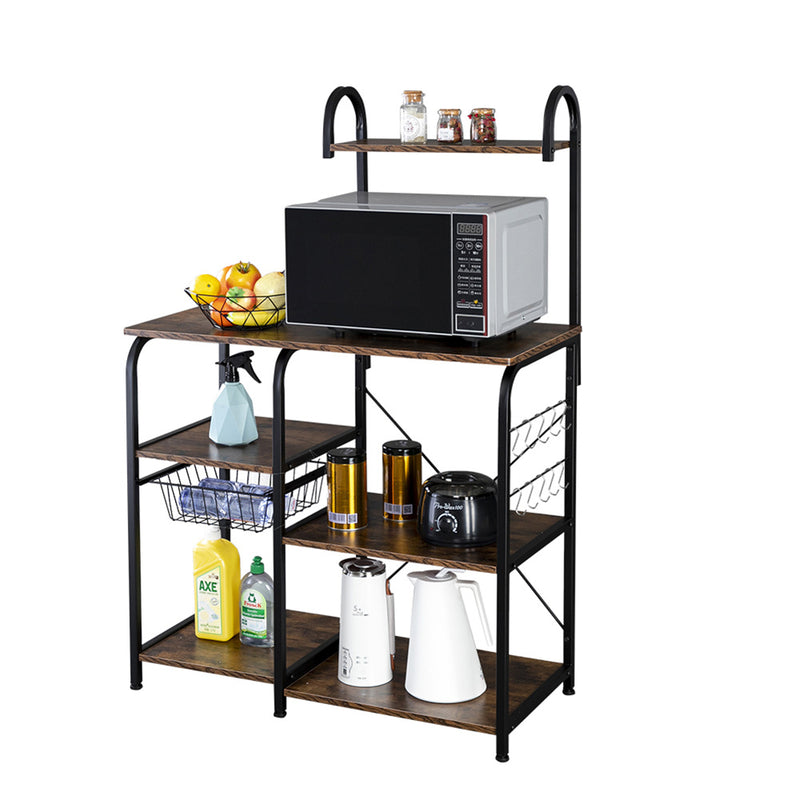 GAOMON 4 Layers Storage Rack Adjustable Microwave Oven Rack Storage Shelves with 10 Hooks