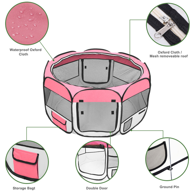 GAOMON Pet Playpen 36 Inch Portable Foldable Fence Pink