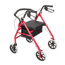GAOMON Basket Walker Chair Wheel Rollator Walker Removable Back Support Red