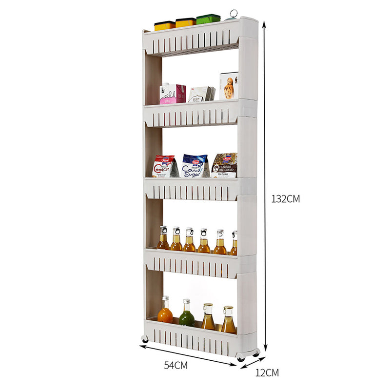 GAOMON 5-layer Shelf Rolling Storage Shelf for Household Living Room Organizer Grey