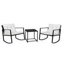 GAOMON 3pcs Single Rocking Chair Coffee Table Set Comfortable Weather-Resistant UV-Resistant