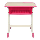 GAOMON Student Table Chair Set Adjustable White Paint Wood Grain Surface Plastic Pink