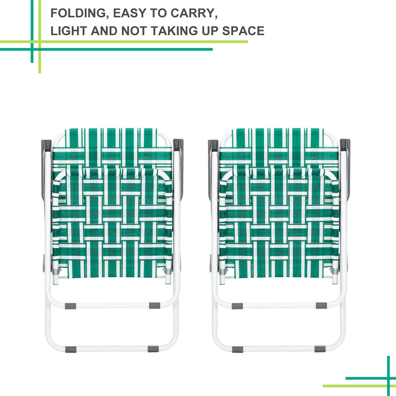 GAOMON 2pcs Beach Chair Steel Tube Bearing 120kg Folding Beach Chair Light Green Stripes