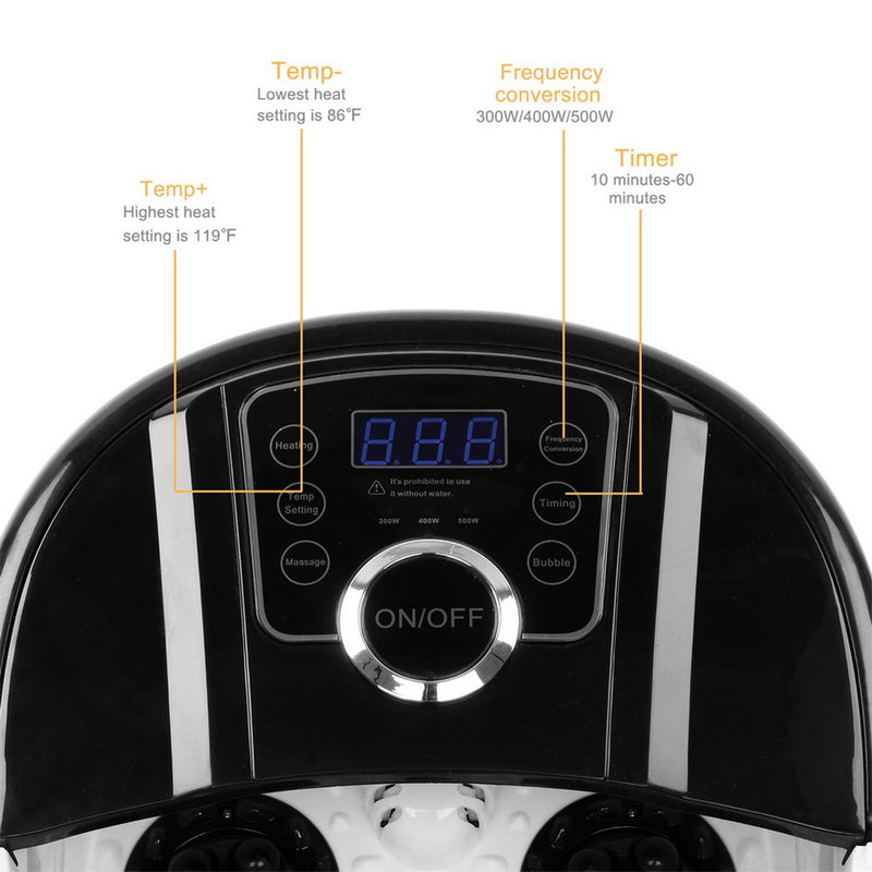 GAOMON Foot Bath with Touch Screen Digital Display Automatic Roller Black