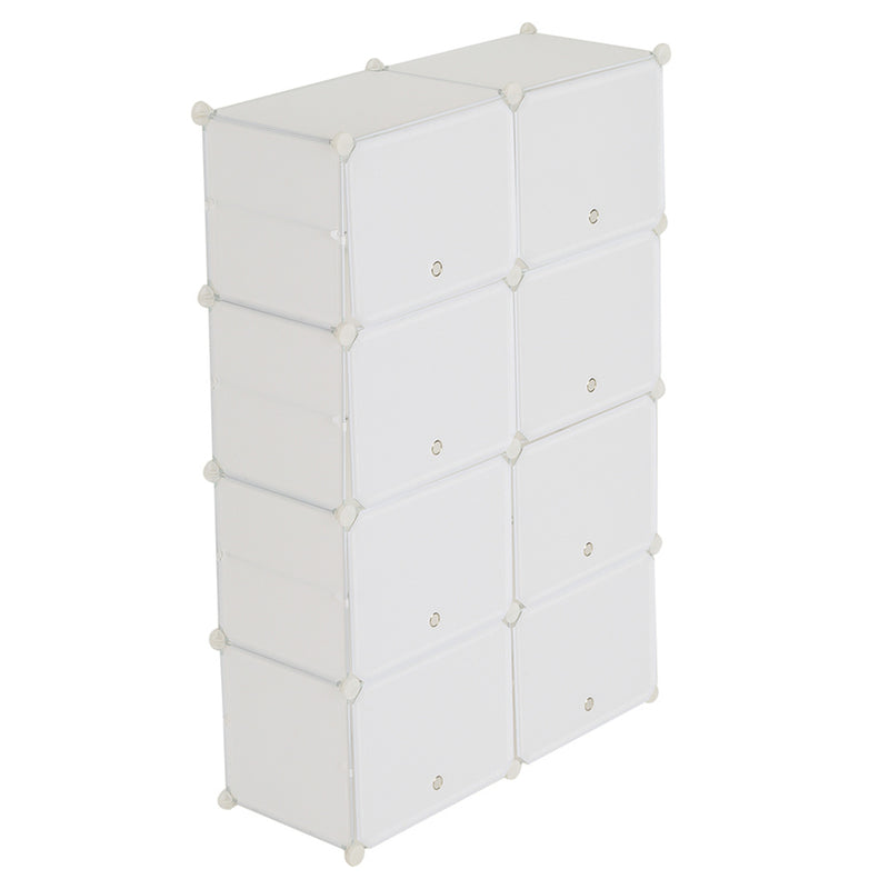 RONSHIN 2 Rows 7-tier 14 Grids Shoe Rack Organizer 40x30cm Cube Shoe Cabinet 72x32x122cm White