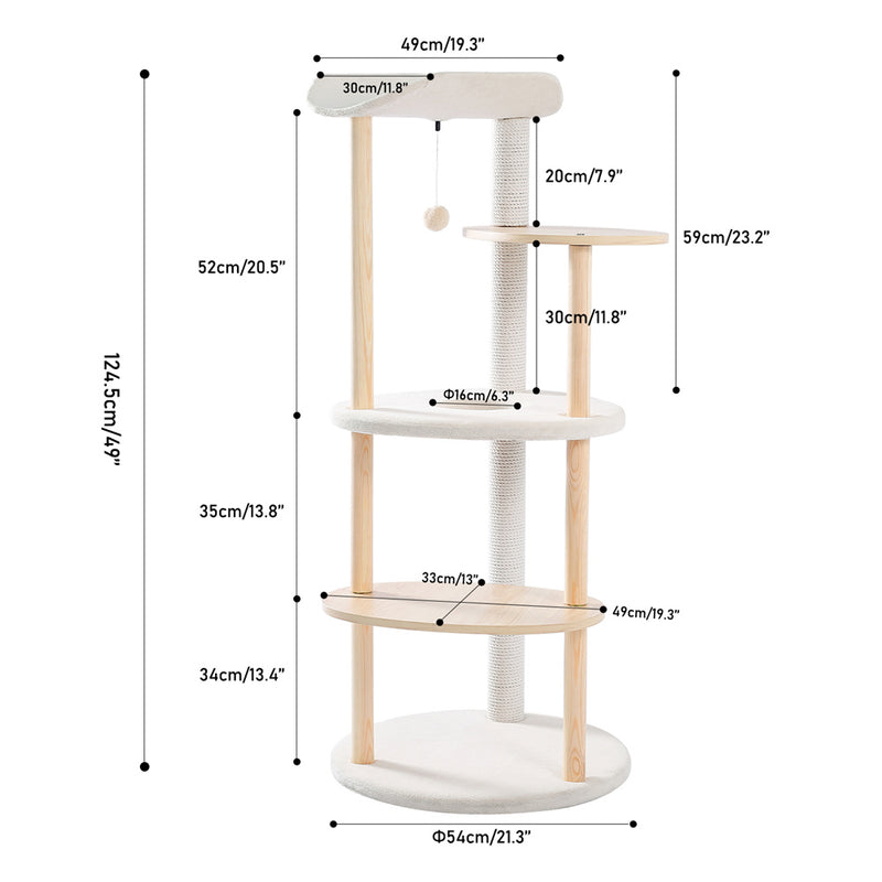 GAOMON Multi-layer Cat Tree Modern Cat Tower Cat Scratching Post Jumping Platform Plush Hanging Ball