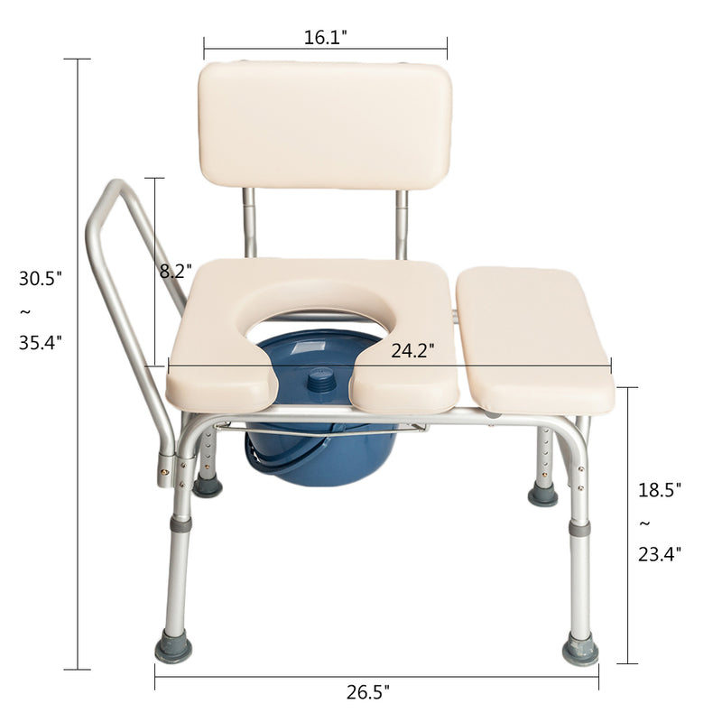 GAOMON 2-in-1 Multifunctional Commode Chair Bath Chair 6 Levels Adjustable for Elder Disabled People Pregnant