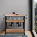 GAOMON 3-tier Wine Rack Cart Kitchen Rolling Storage Bar Wood Table Serving Trolley Black