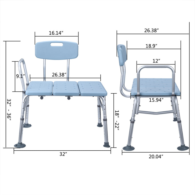 GAOMON Bathroom Safety Shower Chair 10-level Height Adjustable Blue