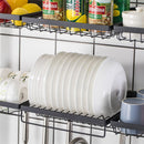 GAOMON Single Layer Bowl Rack Shelf Dish Drainer 92cm Inner Length Kitchen Organizer Black