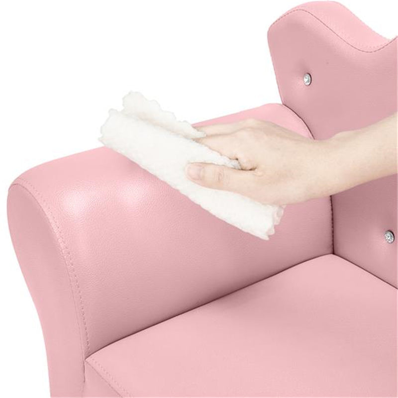 GAOMON Children Sofa Solid Wood Composite Board Crown-Shape Single Sofa Pink
