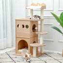 GAOMON Wooden Cat Tree Multi-level Cat Climbing Tower Beige