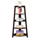 GAOMON 5-layer Fan-shaped Corner Shelf Household Organizer for Living Room Brown