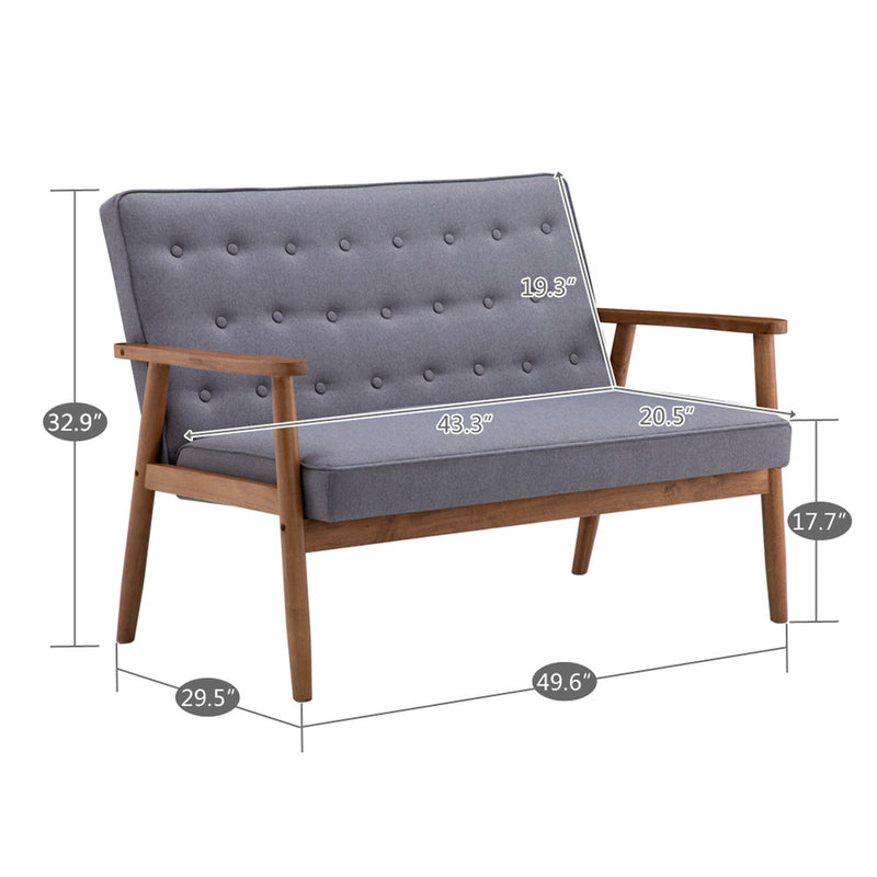 GAOMON Wooden Leisure Chair Retro Modern Comfortable Double Sofa Chair 126 x 75 x 83.5cm