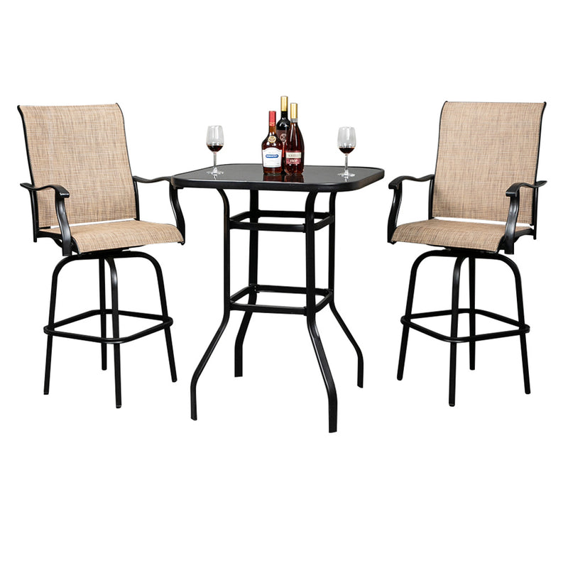 GAOMON Iron Patio High Bar Table 5mm Tempered Glass Exquisite Workmanship Table