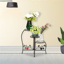 GAOMON 3-tierd Flower Pot Stand Lacquer Painted Metal Black