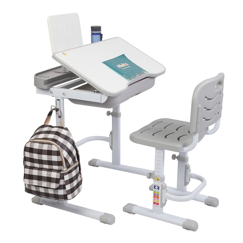 GAOMON 70cm Kids Desk Chair Set Height Adjustable Children Study Desk Gray