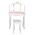 GAOMON Children Dressing Table Set with Three-sided Folding Mirror Single Drawer Chair Pink