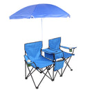 GAOMON Double Folding Picnic Camping Chairs with Umbrella Blue