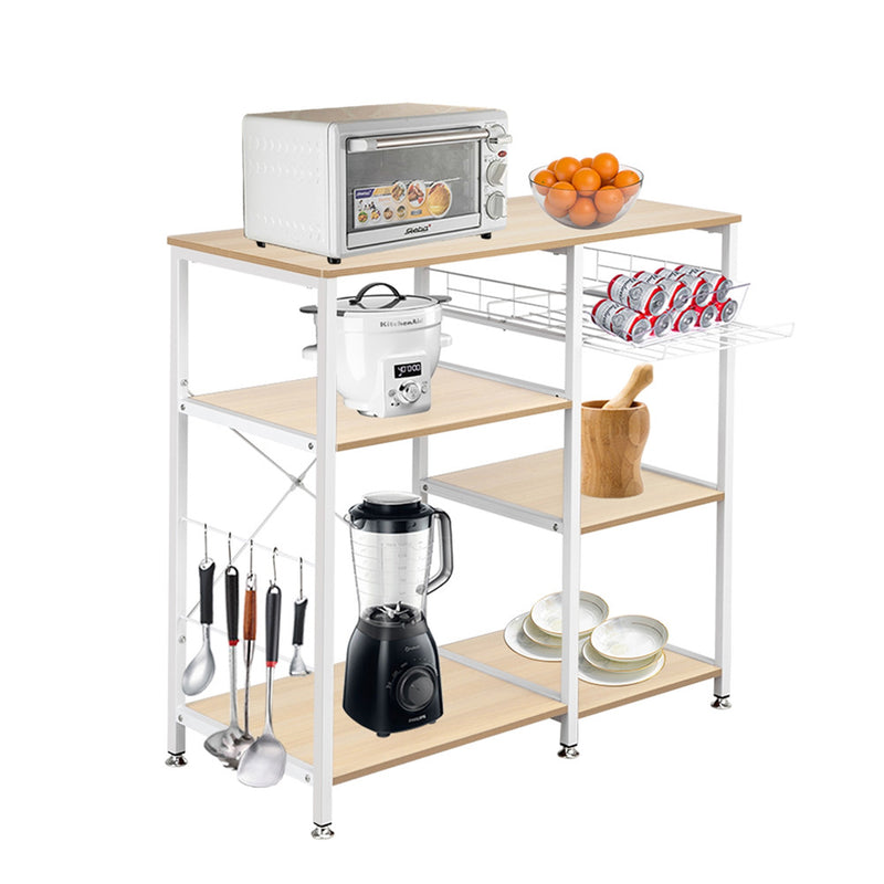 GAOMON 4-layer Microwave Oven Rack Floor-standing White Maple
