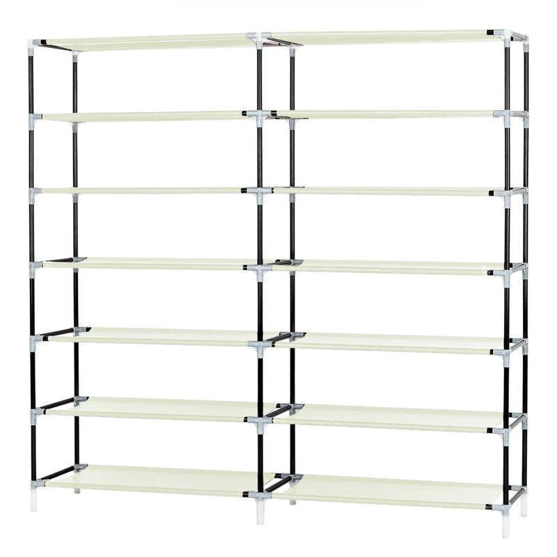 GAOMON 7 Layers 14 Grids Shoe Rack Portable Shoe Cabinet Beige