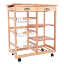 GAOMON Wooden Dining Cart with 2-Drawer Removable Storage Rack Shelf