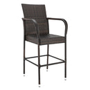 GAOMON 2pcs Rattan Bar Chair Iron Frame Outdoor Chair Garden Furniture 53x53x120cm Brown
