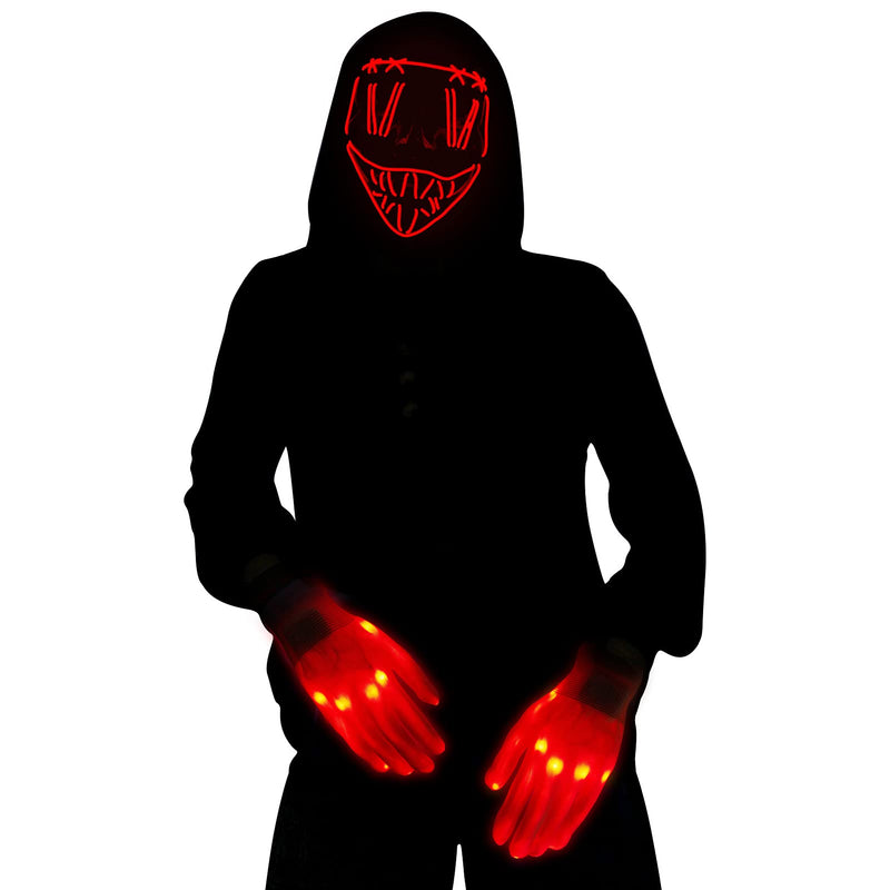 GAOMON Halloween Scary LED Mask with Light Up Gloves Kit