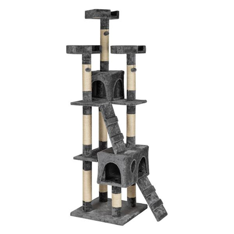 GAOMON 66 Inch Sisal Cat Climbing Frame Cat Tree Tower Cat Pet Toy GREY
