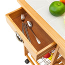 GAOMON Wooden Dining Cart with 2-Drawer Removable Storage Rack Shelf