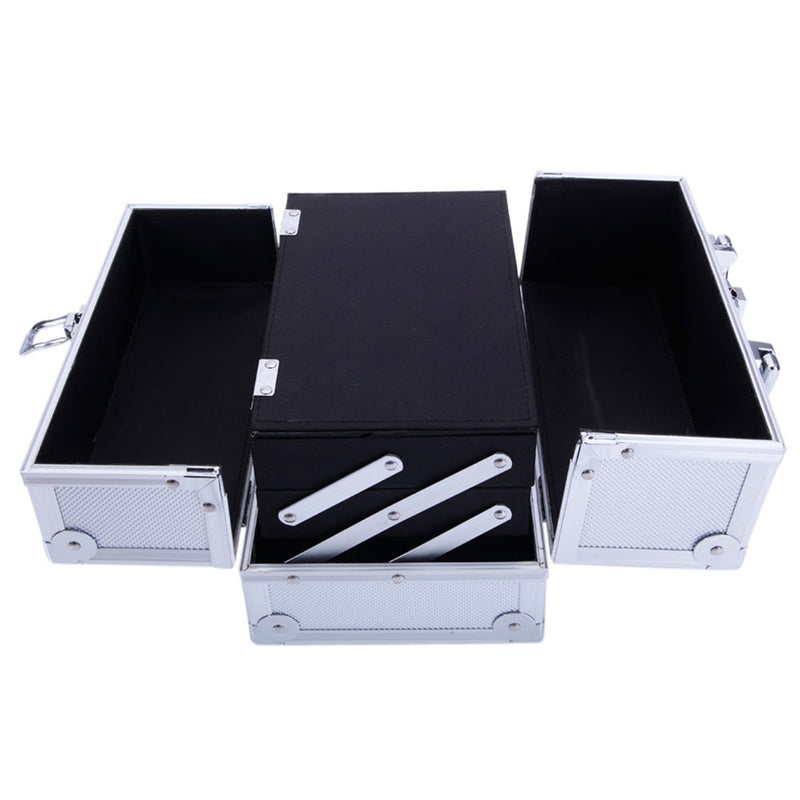 GAOMON Portable Cosmetic Case Train Case Jewelry Box Organizer Silver